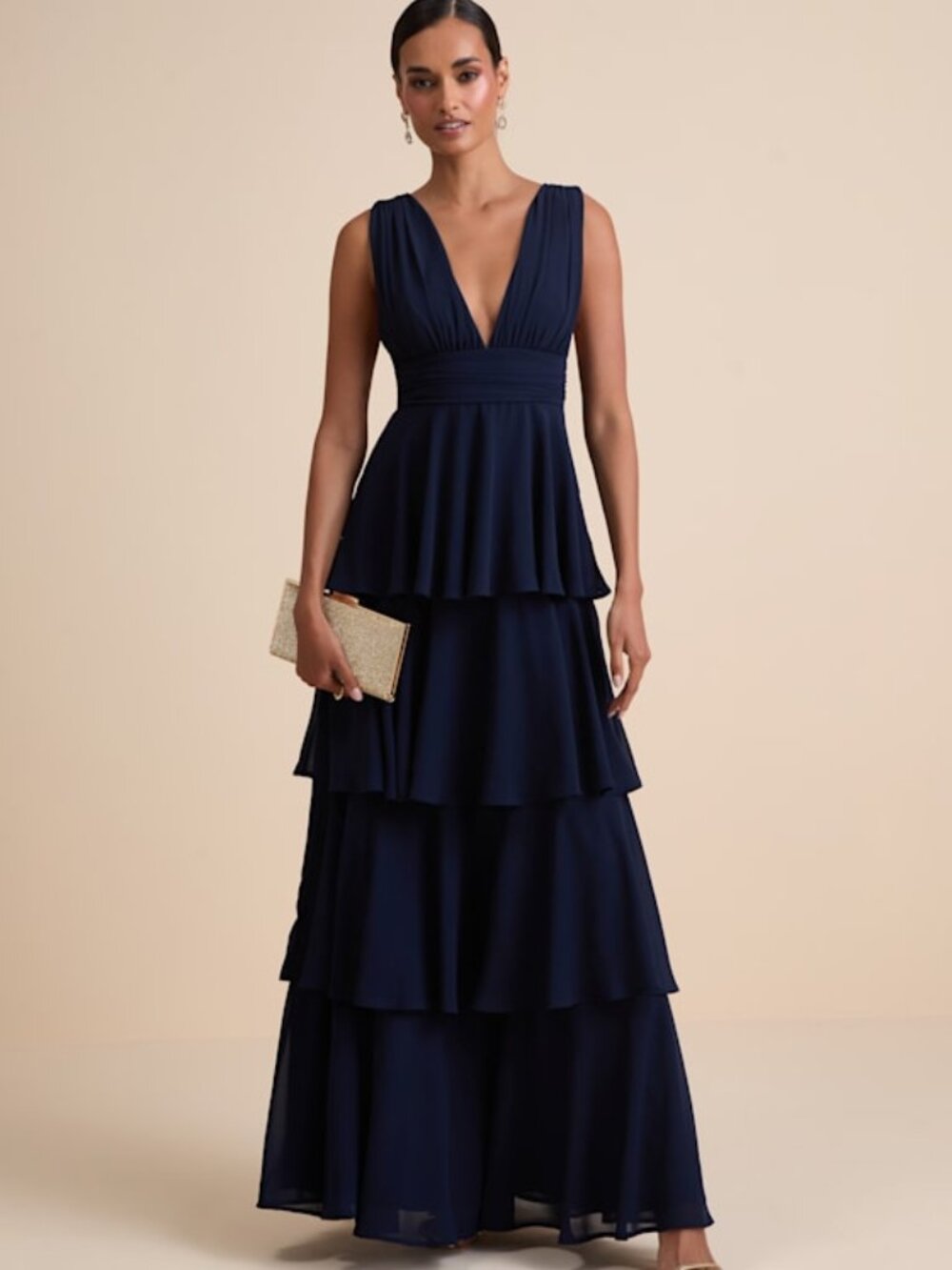 Lulus Amazing Evening Navy Blue Tiered Maxi Dress - Size XS